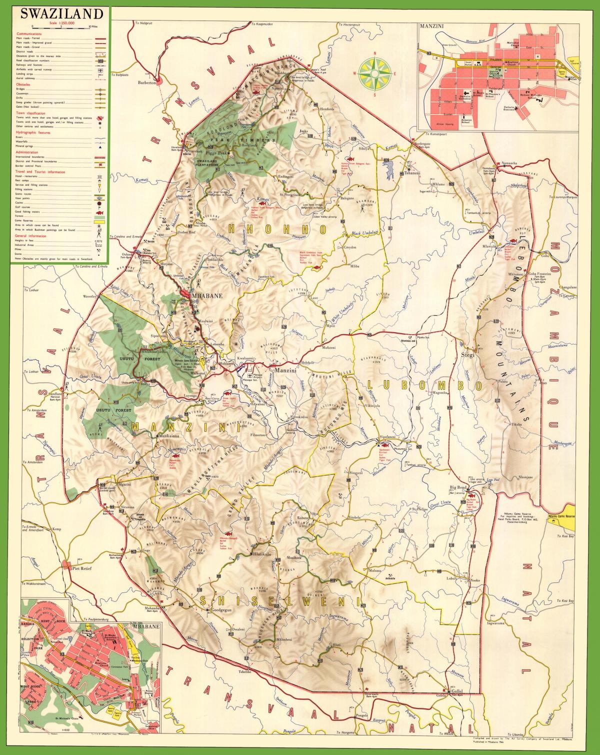 Harta e detajuar Svazilend
