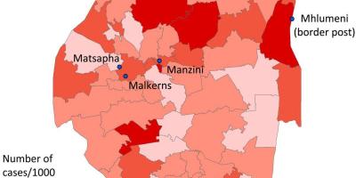 Harta e Svazilend malaria