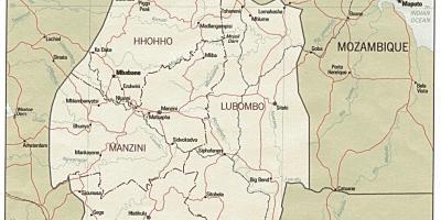Harta e Svazilend treguar postat kufitare